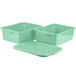 A green plastic container with a lid on top.
