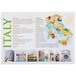 A Hoffmaster Italia paper placemat on a counter with a green map of Italy and landmarks.