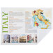 A green travel brochure with a map of Italy and other places.