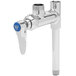 A silver T&S pre-rinse add-on nozzle base with a blue quarter turn cartridge handle.