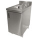 A stainless steel Advance Tabco sink cabinet with a sink and faucet.