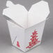 A white paper Fold-Pak Chinese take-out container with red designs.