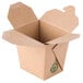 A Fold-Pak Earth cardboard take-out container with the lid open.