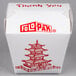 A white Fold-Pak take-out container with red pagoda and text.