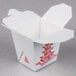 A white Fold-Pak take-out box with red Chinese designs.