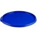 A blue plastic Carlisle food storage container lid.