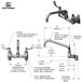 A diagram of a T&S wall mount faucet with 8" adjustable centers and a 12" swing nozzle.