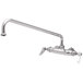 A T&S chrome wall mount pantry faucet with long handle.