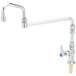 A chrome deck-mount T&S pantry faucet with a lever handle and double joint nozzle.
