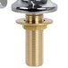 A chrome plated brass T&S pantry mixing faucet with a brass handle and double joint nozzle.