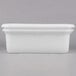 A Tablecraft white plastic freezer safe drain box with a lid.