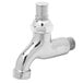 A silver T&S wall mount mop sink faucet with a tee handle.