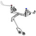 A T&S polished chrome wall mount mop sink faucet with 6" wrist action handles.