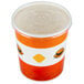 A Choice paper soup container with a vented plastic lid.