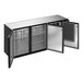 A black and silver Beverage-Air back bar refrigerator with two solid doors open.