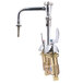 A chrome T&S medical faucet with brass wrist action handles and a serrated nozzle.