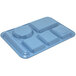 A blue plastic tray with 6 compartments in different shapes.