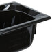 A black plastic food pan with a square lid.