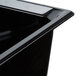 A Vollrath black plastic food pan with a lid.