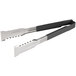 Two Vollrath stainless steel tongs with black Kool Touch handles.