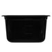 A black rectangular Vollrath plastic food pan with a white background.