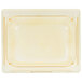 A clear plastic container with an amber trim.
