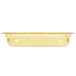 A yellow rectangular Vollrath plastic food pan with a lid.