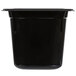 A black rectangular Vollrath high heat plastic food pan.