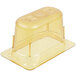 A Vollrath 1/9 size amber plastic food pan with a lid.