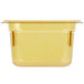 A yellow plastic rectangular food pan.