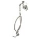 A T&S stainless steel wall mounted pre-rinse faucet with a silver hose.