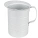A white metal Vollrath aluminum measuring cup with a handle.