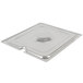 A Vollrath stainless steel slotted cover for a 2/3 size steam table pan.