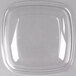 A clear plastic square container with a clear dome lid.
