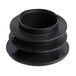 A black round Advance Tabco shelving post cap with three holes.