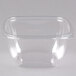 A clear Sabert square plastic bowl with a lid.