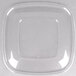 A clear square lid on a Sabert square bowl.