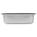 A Vollrath stainless steel steam table pan with black SteelCoat x3 Non-Stick coating.
