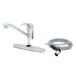 A T&S chrome single lever kitchen faucet with hose and sidespray.