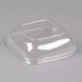 A clear plastic Sabert square deli bowl with a clear plastic square lid.
