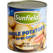 A #10 can of medium whole skinless white potatoes.