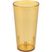A yellow plastic Carlisle tumbler with a lid and straw.