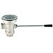 A stainless steel T&S waste drain valve with a short lever handle.