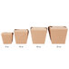 A row of Fold-Pak Earth brown take-out containers with a lid.