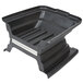 A black Rubbermaid hinged dome lid with a handle for a tilt truck.