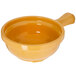 A yellow Carlisle handled soup bowl.
