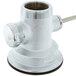A silver metal T&S waste drain valve with a short metal lever handle.