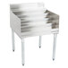 A stainless steel Eagle Group underbar liquor display with four shelves.