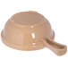 A brown Carlisle SAN plastic bowl with a handle.
