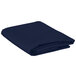A folded navy blue rectangular Intedge table cover on a white surface.